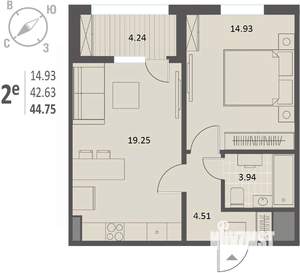 1-к квартира, вторичка, 45м2, 10/18 этаж