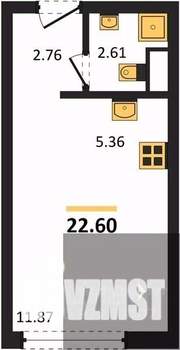 Студия квартира, вторичка, 23м2, 2/15 этаж