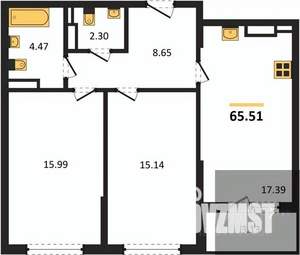 2-к квартира, вторичка, 66м2, 18/22 этаж