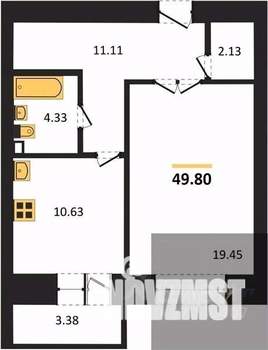 1-к квартира, вторичка, 50м2, 1/16 этаж