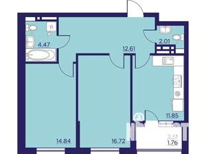 2-к квартира, вторичка, 64м2, 13/18 этаж