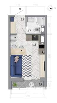 Студия квартира, вторичка, 21м2, 13/18 этаж