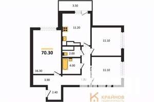 3-к квартира, вторичка, 70м2, 23/25 этаж