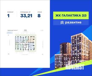 1-к квартира, вторичка, 33м2, 8/18 этаж