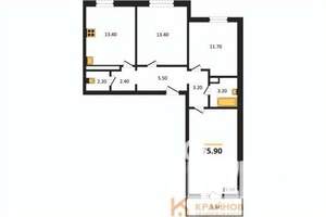 3-к квартира, вторичка, 76м2, 3/17 этаж