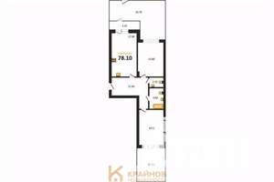 2-к квартира, вторичка, 78м2, 1/13 этаж