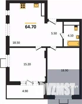 2-к квартира, вторичка, 65м2, 6/15 этаж