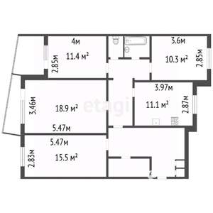 4-к квартира, вторичка, 100м2, 1/9 этаж