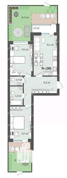 2-к квартира, вторичка, 78м2, 1/13 этаж