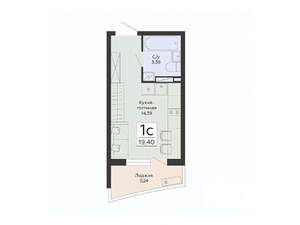 Студия квартира, строящийся дом, 19м2, 4/13 этаж