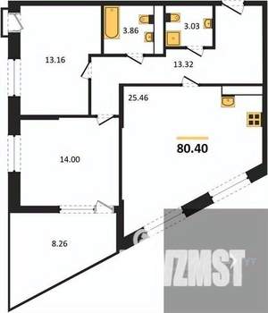 2-к квартира, вторичка, 77м2, 13/21 этаж
