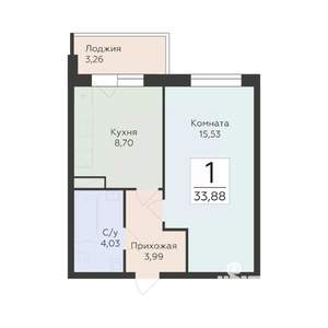 1-к квартира, вторичка, 34м2, 13/19 этаж