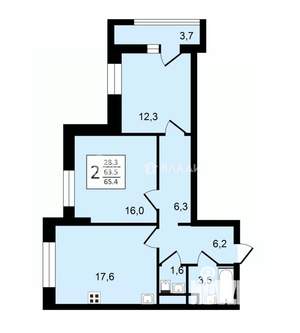 2-к квартира, строящийся дом, 65м2, 9/24 этаж