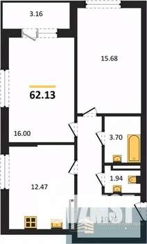 2-к квартира, вторичка, 62м2, 10/24 этаж