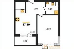 1-к квартира, вторичка, 37м2, 8/11 этаж