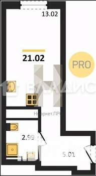 Студия квартира, вторичка, 21м2, 23/27 этаж