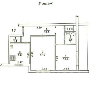 2-к квартира, вторичка, 51м2, 5/9 этаж