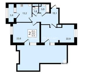2-к квартира, строящийся дом, 81м2, 21/24 этаж