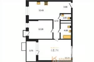 2-к квартира, вторичка, 63м2, 3/21 этаж