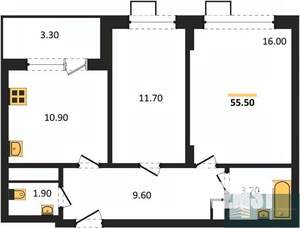 2-к квартира, вторичка, 56м2, 10/11 этаж