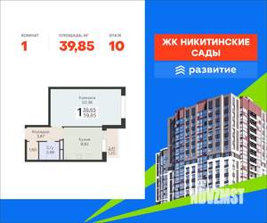 1-к квартира, вторичка, 40м2, 10/20 этаж
