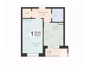 1-к квартира, вторичка, 41м2, 2/18 этаж