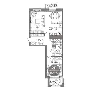 2-к квартира, вторичка, 83м2, 6/9 этаж