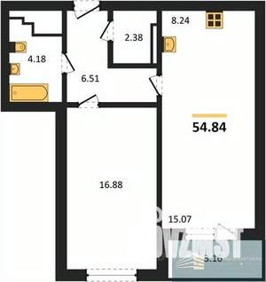 1-к квартира, вторичка, 55м2, 8/24 этаж