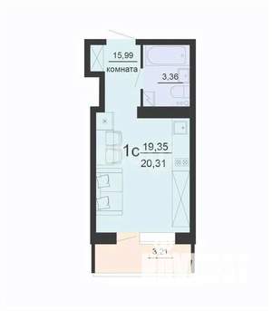 Студия квартира, вторичка, 20м2, 14/20 этаж