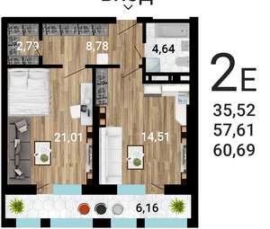 2-к квартира, вторичка, 62м2, 6/31 этаж