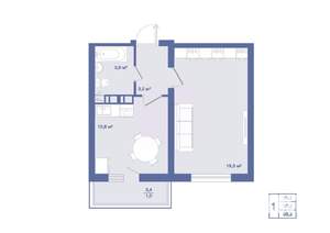 1-к квартира, вторичка, 38м2, 17/17 этаж