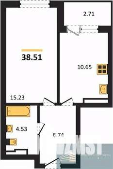 1-к квартира, вторичка, 39м2, 8/24 этаж