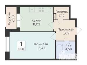 1-к квартира, строящийся дом, 41м2, 6/12 этаж