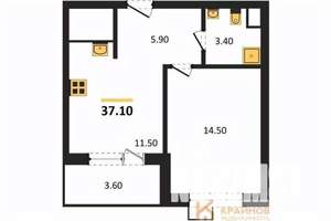 1-к квартира, вторичка, 37м2, 6/11 этаж