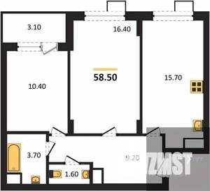 2-к квартира, вторичка, 58м2, 9/13 этаж