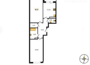 2-к квартира, вторичка, 68м2, 6/18 этаж