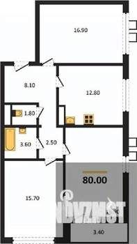 3-к квартира, вторичка, 80м2, 6/19 этаж