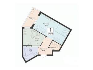 1-к квартира, строящийся дом, 38м2, 8/13 этаж