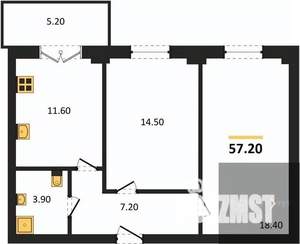 2-к квартира, вторичка, 57м2, 8/15 этаж