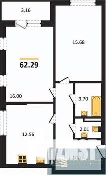 2-к квартира, вторичка, 62м2, 3/24 этаж