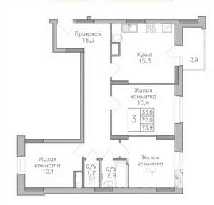 3-к квартира, строящийся дом, 738м2, 18/25 этаж