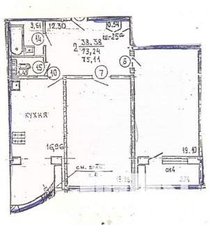 2-к квартира, вторичка, 73м2, 1/10 этаж