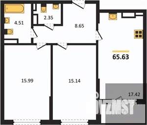 2-к квартира, вторичка, 66м2, 13/22 этаж