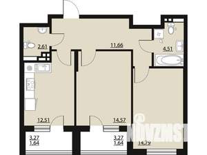 2-к квартира, вторичка, 64м2, 8/23 этаж
