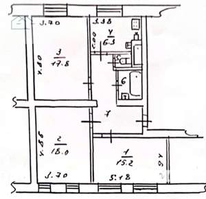 3-к квартира, вторичка, 72м2, 3/4 этаж
