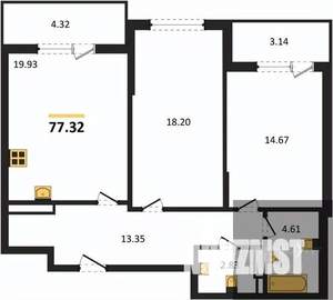 2-к квартира, вторичка, 81м2, 14/22 этаж