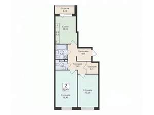 2-к квартира, вторичка, 70м2, 8/16 этаж