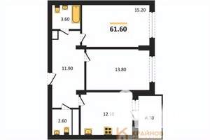 2-к квартира, вторичка, 62м2, 4/13 этаж