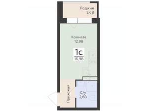Студия квартира, вторичка, 17м2, 9/15 этаж
