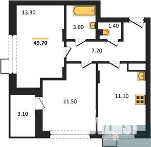 2-к квартира, вторичка, 50м2, 7/11 этаж